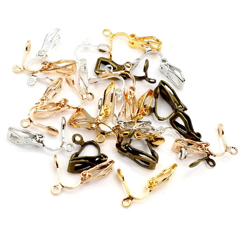 50pcs Plated Ear Clips 6 Colors DIY Earrings Findings Jewelry Parts
