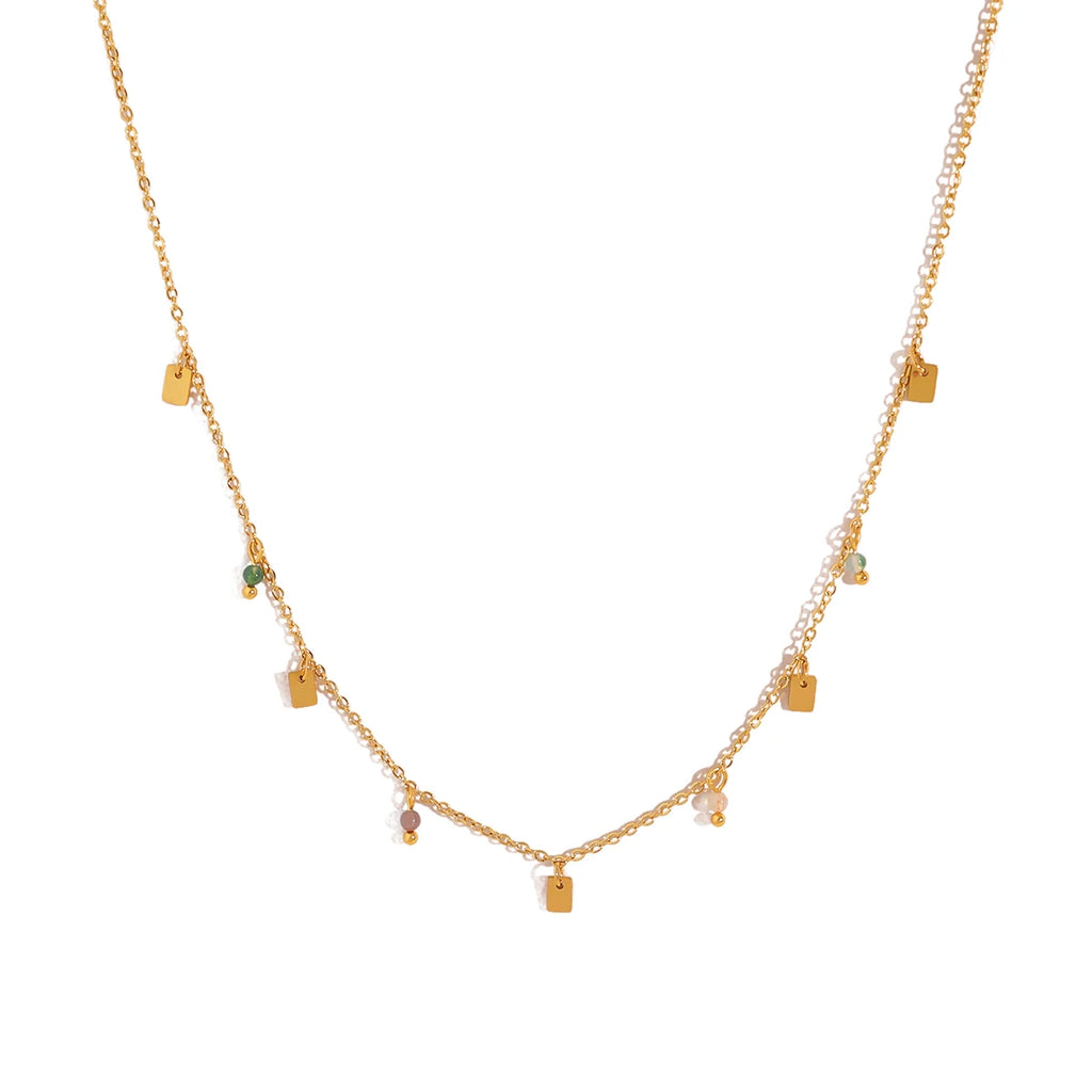 WILD & FREE Crystal Charm Necklace 18K Gold Stainless Steel Elegant