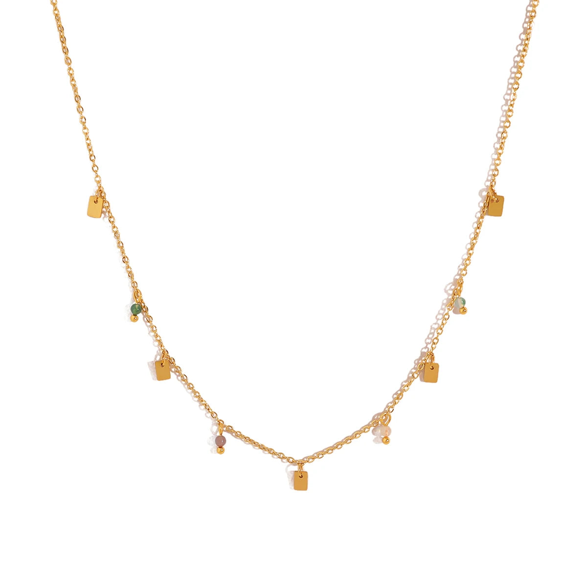 WILD & FREE Crystal Charm Necklace 18K Gold Stainless Steel Elegant