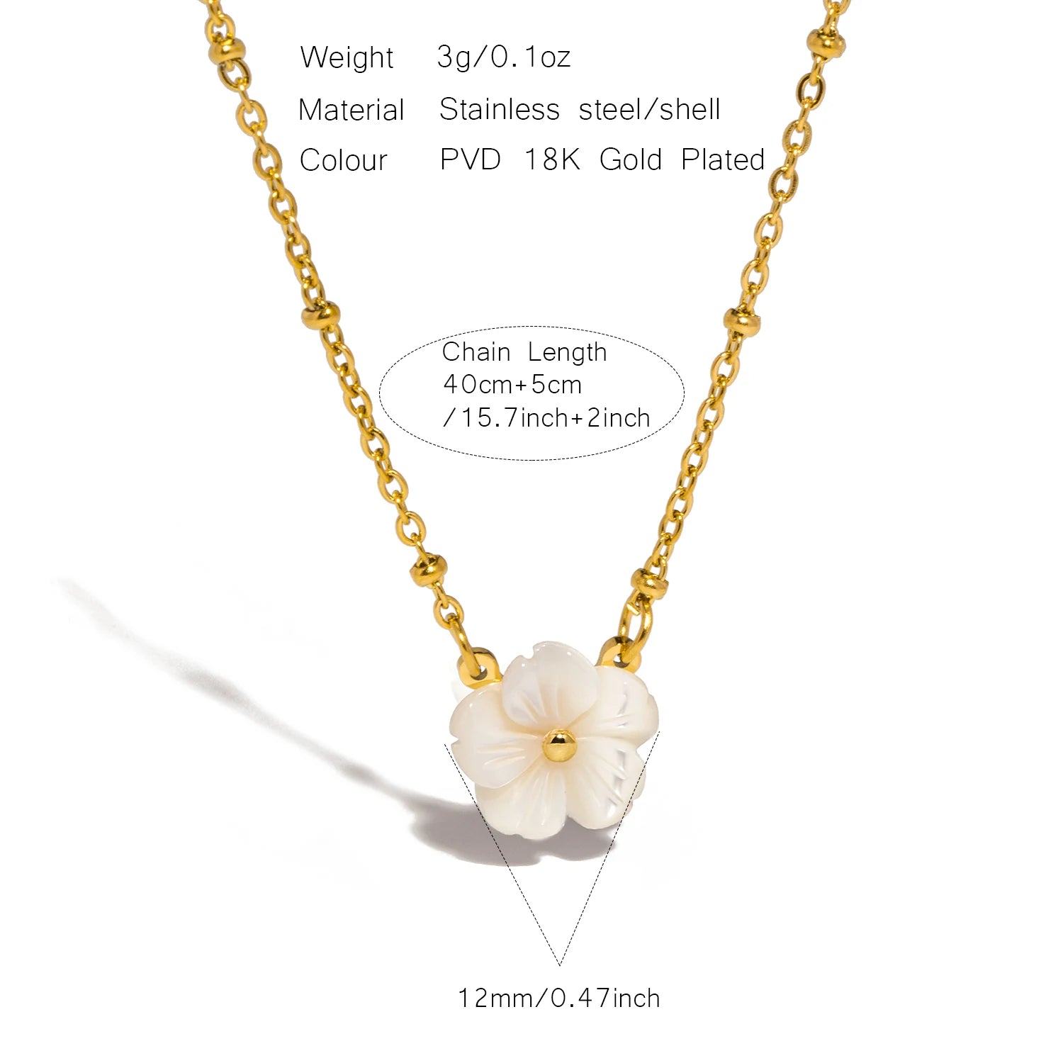 Stylish Flower Shell Necklace Colorfast Stainless Steel Jewelry