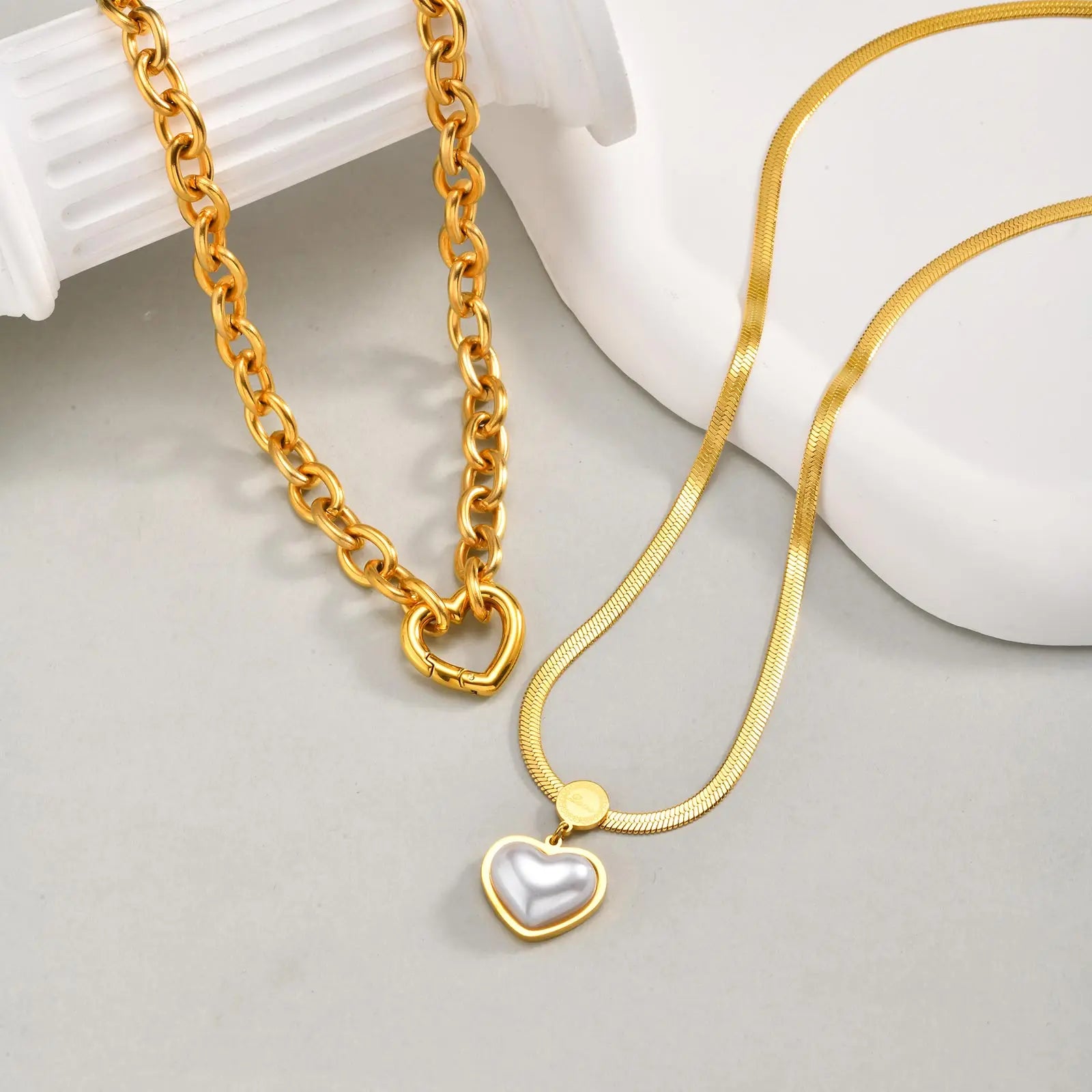 Heart Pendant Snake Chain Necklace Twisted Choker Women