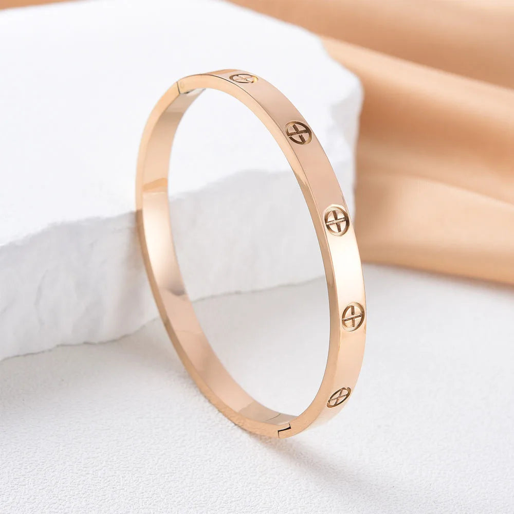 Waterproof Stainless Steel Cross Bangle Bracelet Luxury Women Gift