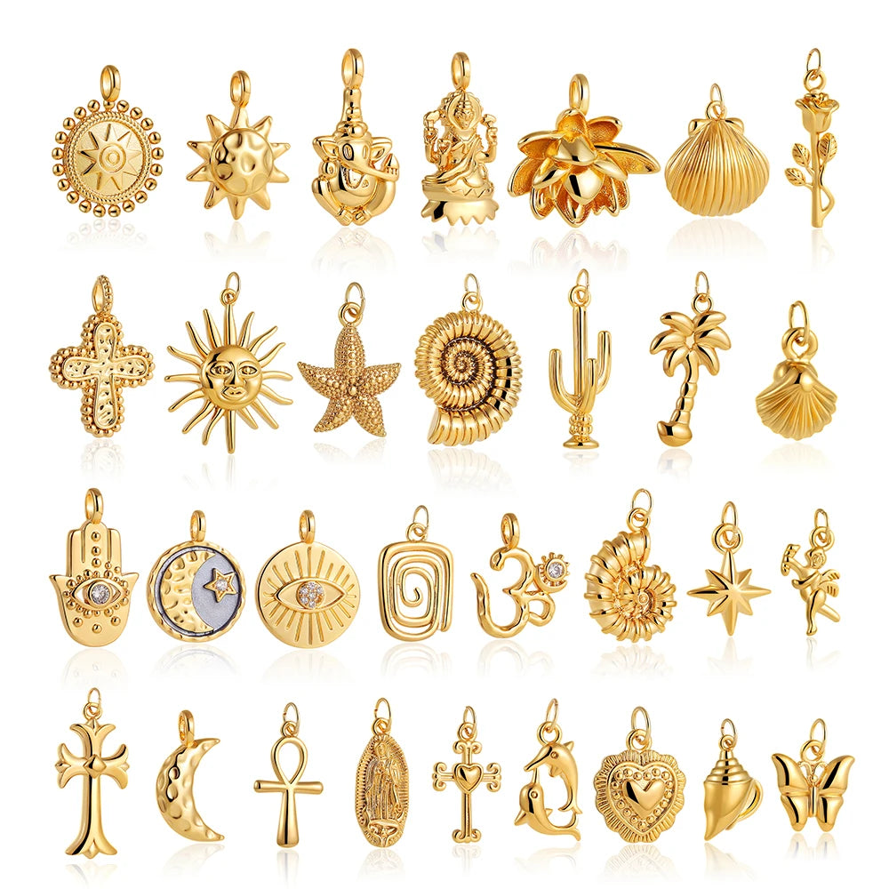 Gold Moon Star Sun Evil Eye Charms Stainless Steel DIY Jewelry