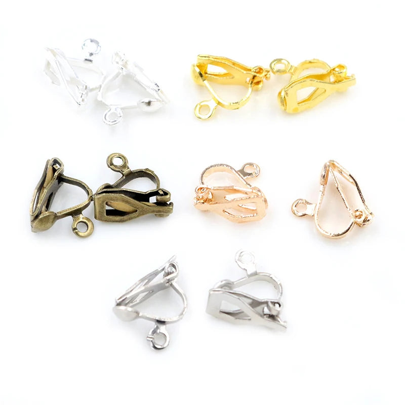 50pcs Plated Ear Clips 6 Colors DIY Earrings Findings Jewelry Parts