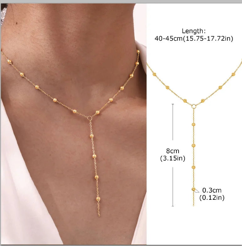 Elegant Lariat Necklace Y Shape Gold Plated Women Jewelry