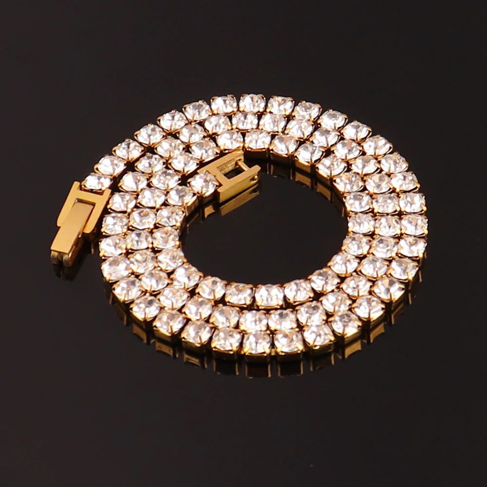 Modern 4mm Tennis Bracelet Stainless Steel Zircon Luxury Design