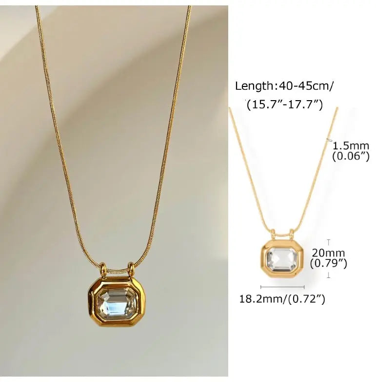 Sliding Water Droplet Pendant Necklace Gold Stainless Steel Waterproof
