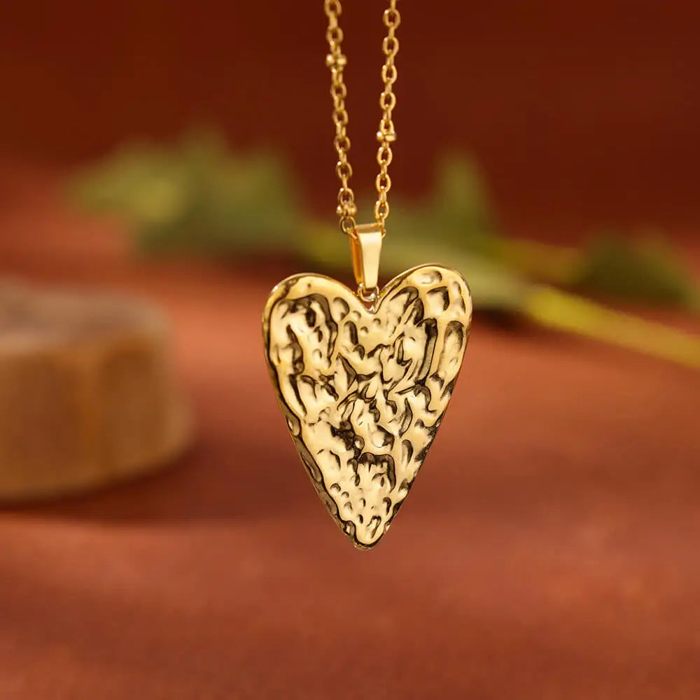 Stylish Layered Heart Necklace 316L Steel Goth Choker for Women