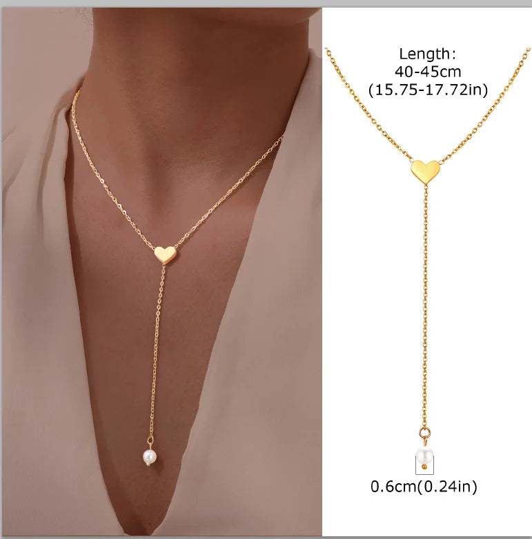 Elegant Lariat Necklace Y Shape Gold Plated Women Jewelry