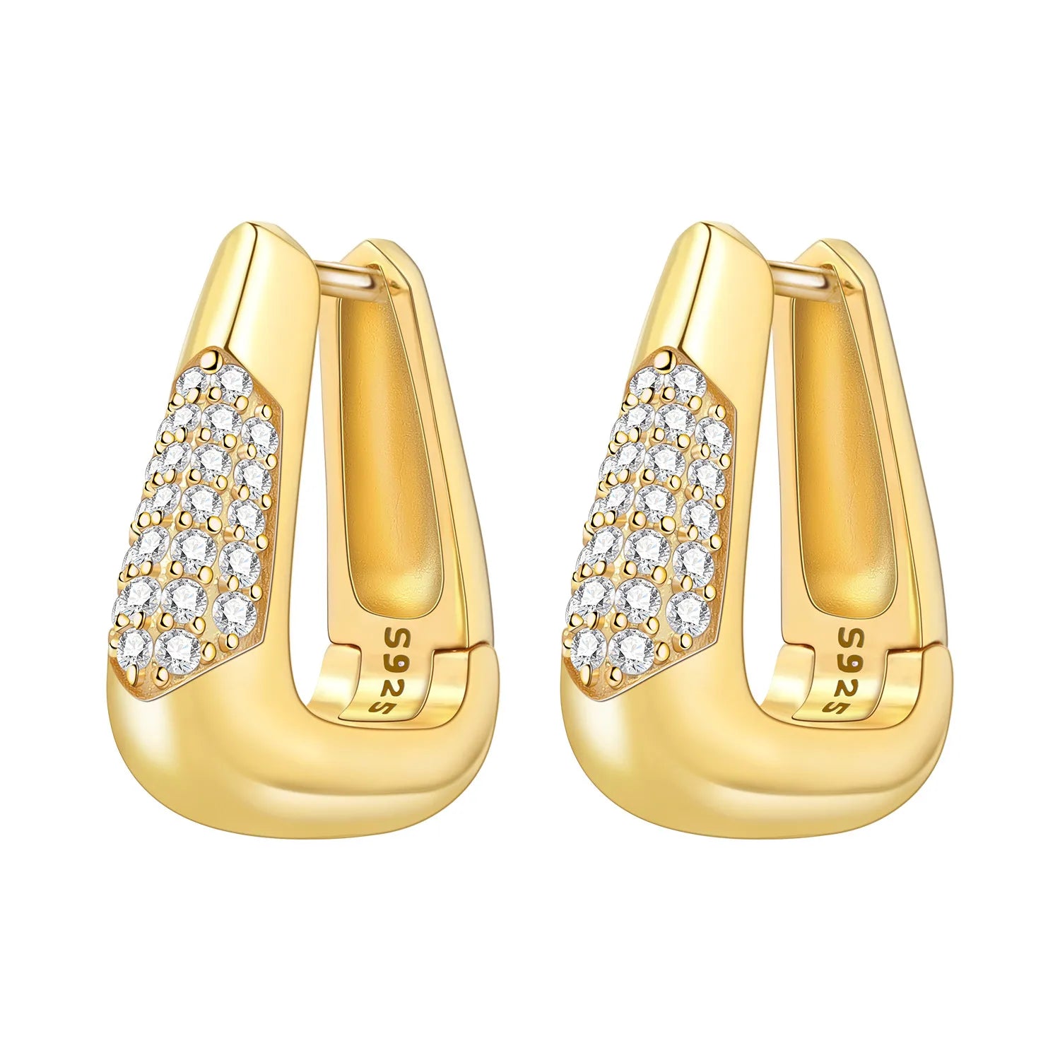 Elegant Gold Hoop Earrings 925 Silver Temperament Women