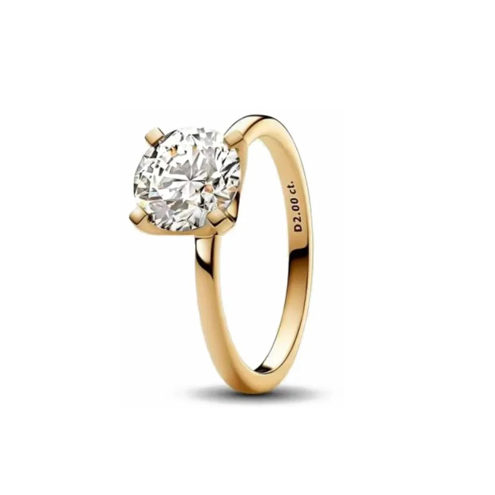 Elegant Gold Ring Sun Heart Bow 925 Silver Women Jewelry