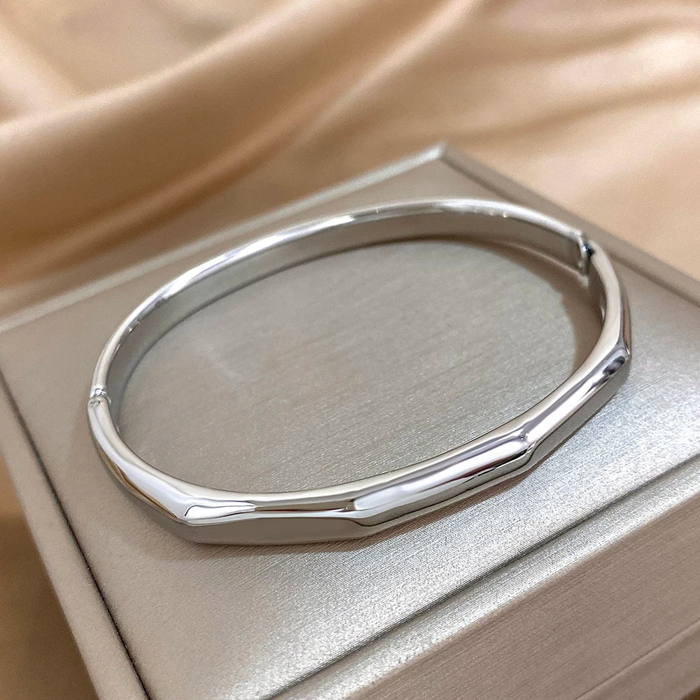 Classic Geometric Gold Bangles Stainless Steel Stackable Bracelet