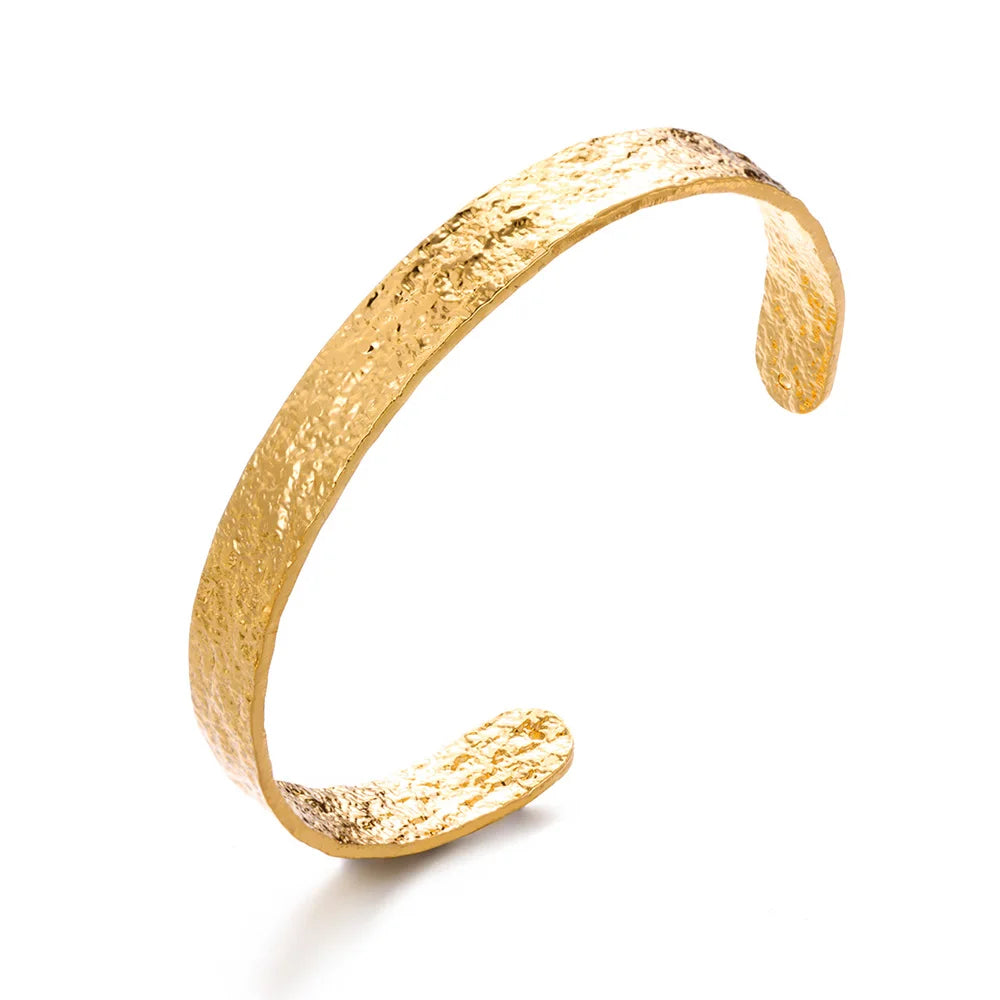 Gold Flower Cuff Bracelet Stainless Steel Floral Bangle for Women