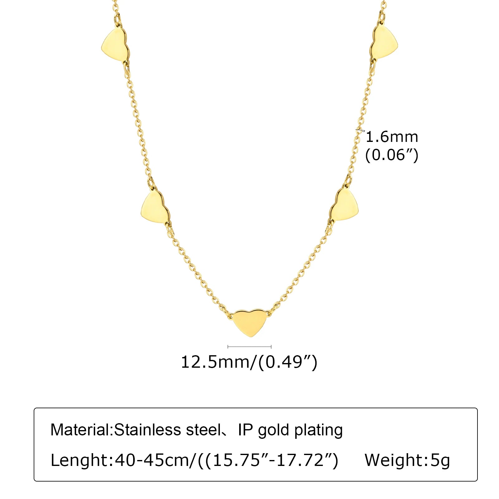 Minimalist Heart Chain Necklace Stackable Women Jewelry