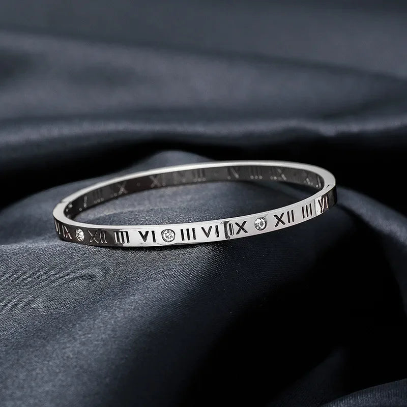 Roman Numerals Bracelet Stainless Steel Luxury Fashion Women Jewelry