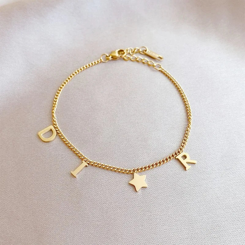 Stylish Star Letter Bracelet Stainless Steel Vintage Women