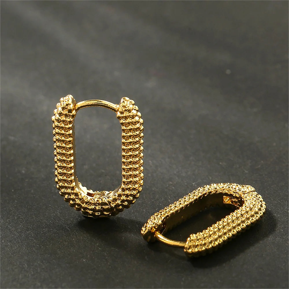 Geometric Square Earrings Gold Drop Women Party Jewelry