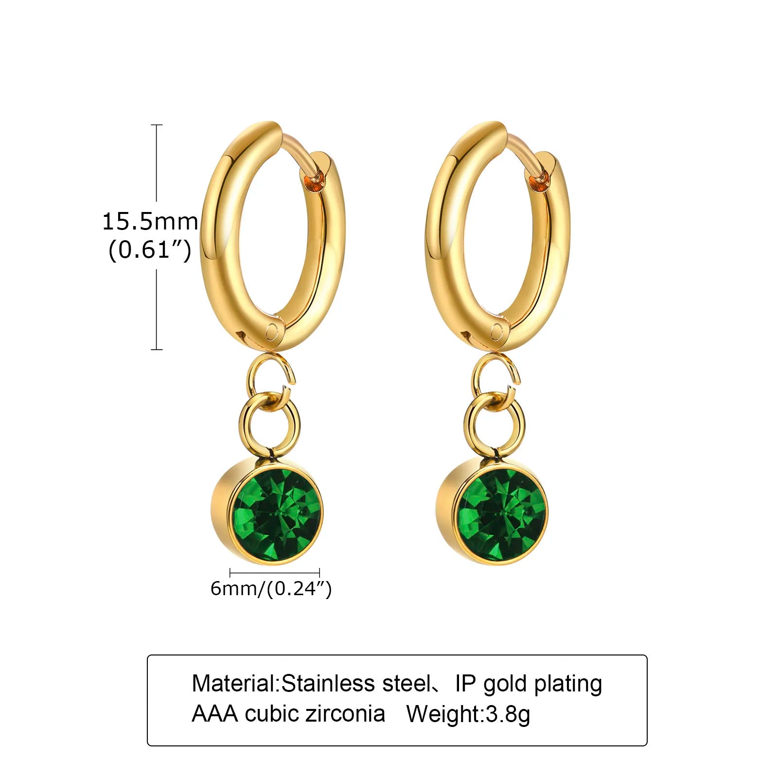 Vintage Green Zircon Necklace Gold Plated Women Jewelry
