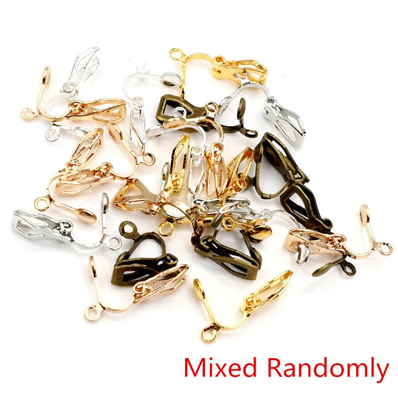 50pcs Plated Ear Clips 6 Colors DIY Earrings Findings Jewelry Parts