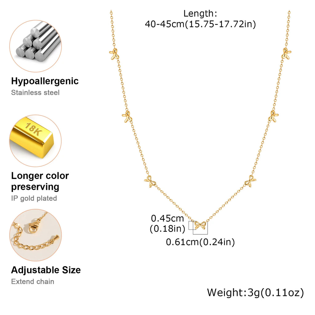 Elegant Bowknot Necklace Choker Thin Chain Women Jewelry