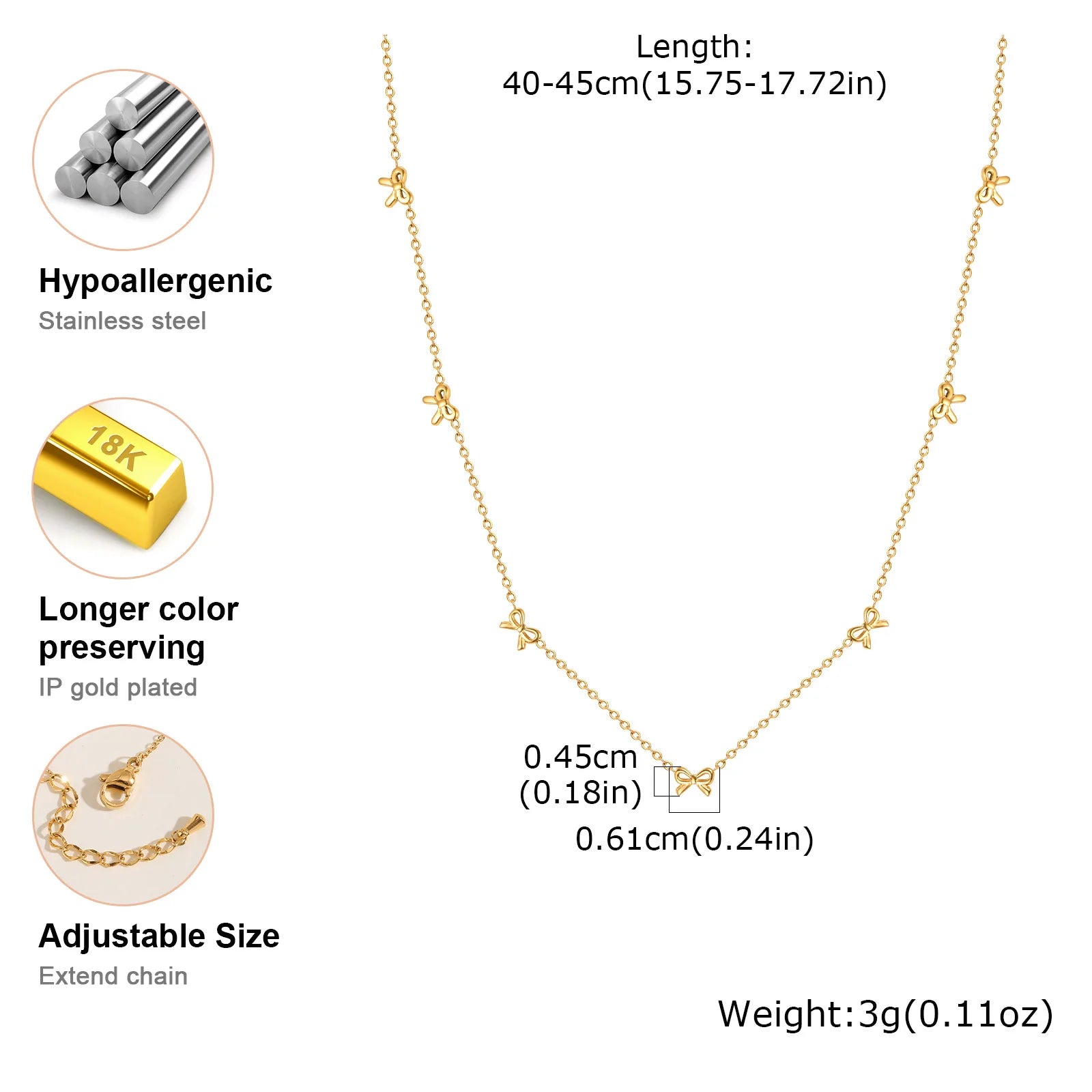 Elegant Bowknot Necklace Choker Thin Chain Women Jewelry