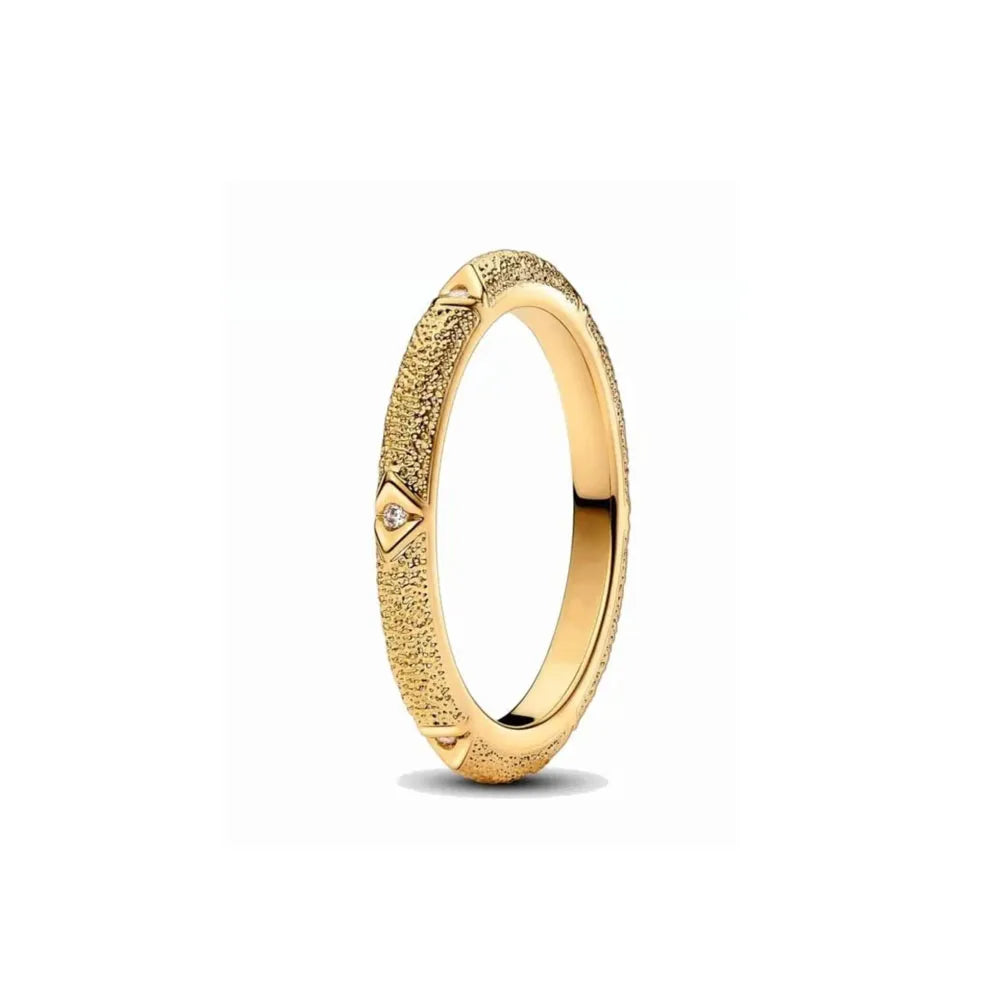 Elegant Gold Ring Sun Heart Bow 925 Silver Women Jewelry